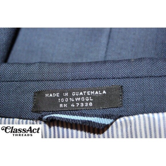 Tommy Hilfiger 2 Piece Suit Mens Blue Wool 2 Btn 48L Flat Fronts 40" Waist - Picture 9 of 11